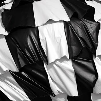 Pile of black and white pieces of fabric - abstract background (ID: 001719)