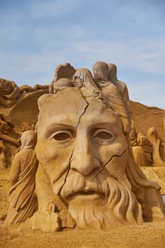 Sondervig, Denmark, May, 2023: International Sand Sculpture Festival.