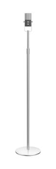 Silver audio microphone on stand on white background