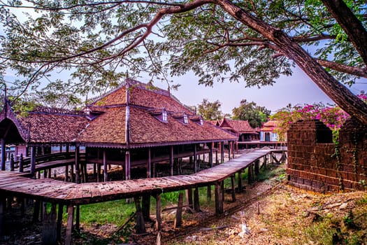 Asia climate disasters . Thai traditional Village after the drought.