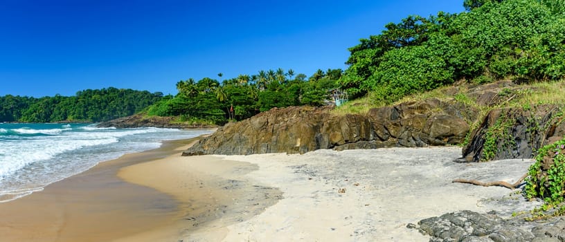 Panoramic photo of Tiririca beach in Itacare on the south coast of Bahia