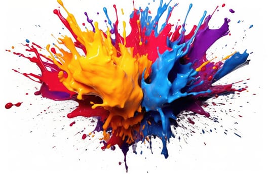 A splash of bright multi-colored liquid paints. Beautiful background