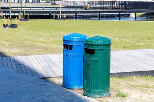 Eco-friendly waste containment in green environment.