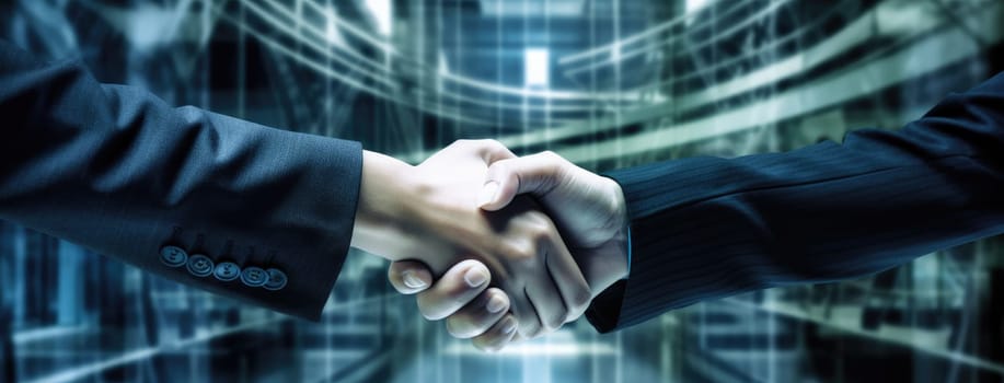 Handshake of two businessmen. Close-up. The concept of trust in business