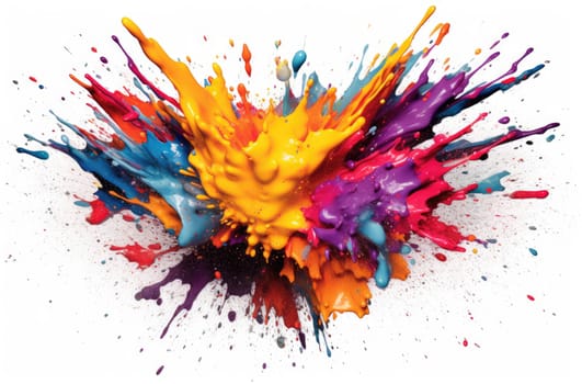 A splash of bright multi-colored liquid paints. Beautiful background