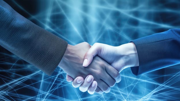 Handshake of two businessmen. Close-up. The concept of trust in business