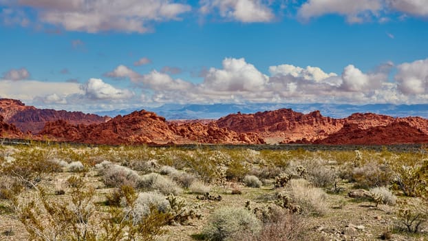 Valley of Fire is located 50 miles north of Las Vegas, Nevada.  Various shots depicting the rocky sandstone formations with some clouds and thunderstorms.