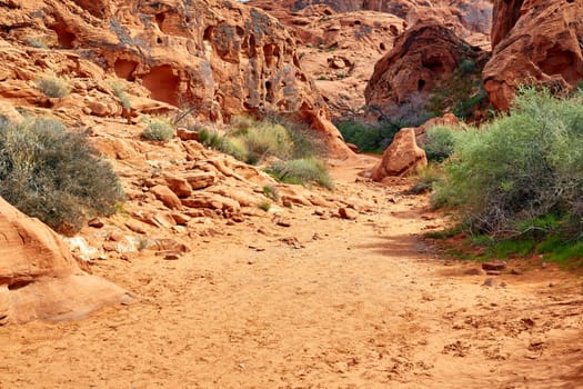 Valley of Fire is located 50 miles north of Las Vegas, Nevada.  Various shots depicting the rocky sandstone formations with some clouds and thunderstorms.