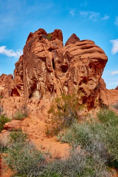 Valley of Fire is located 50 miles north of Las Vegas, Nevada.  Various shots depicting the rocky sandstone formations with some clouds and thunderstorms.