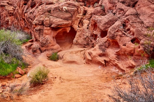 Valley of Fire is located 50 miles north of Las Vegas, Nevada.  Various shots depicting the rocky sandstone formations with some clouds and thunderstorms.