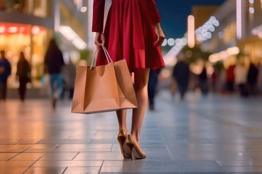 Smiling attractive young women shopping at shoes store. ai generated