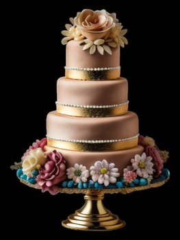 wedding marzipan cake. isolated background. generative AI