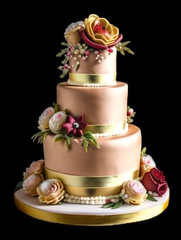 wedding marzipan cake. isolated background. generative AI
