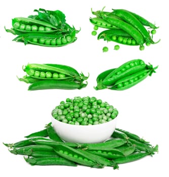 Green peas in stryuchka isolated on the white