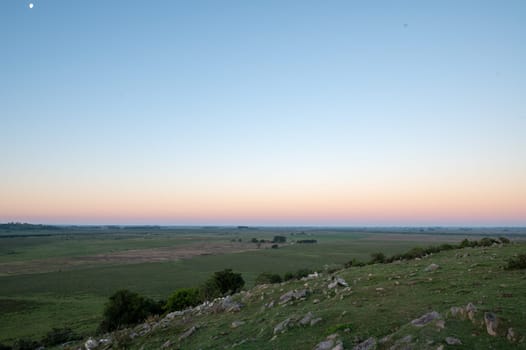 Sunset on sunny day in the countryside of Uruguay.