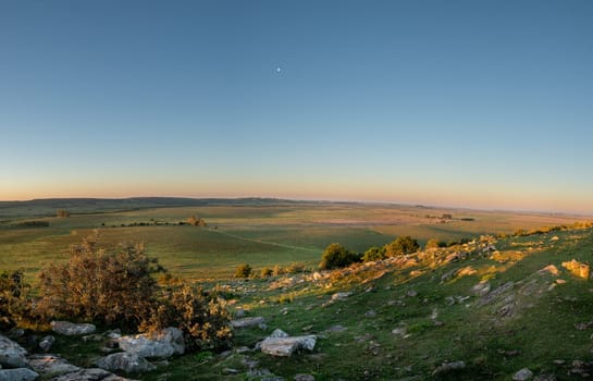 Sunset on sunny day in the countryside of Uruguay.