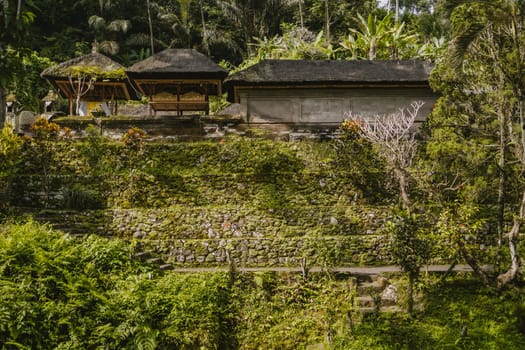 Balinese temple of Gunung Kawi. Ancient rocky historical monument, funeral royal tombs