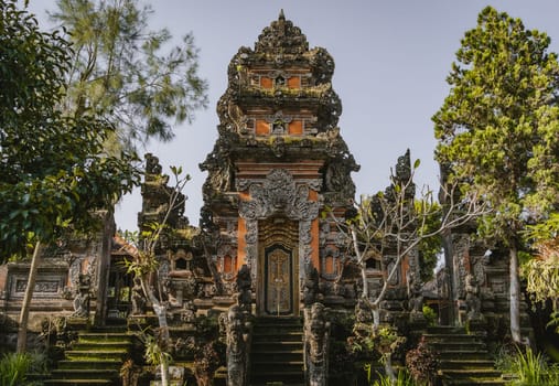 Photo of traditional balinese temple. Holy asian pura architecture, indonesia tourist attraction