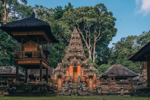 Temple in ubud sacred monkey forest sanctuary. Balinese traditional architecture, hindu temple in ubud city