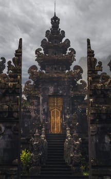 Close up shot of Pura Lempuyang and gates of heaven. Sacred temple in Bali, holy touristic attraction in Ubud