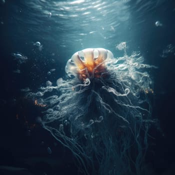 An unknown animal in the depths of the ocean. The Deep Ocean Concept