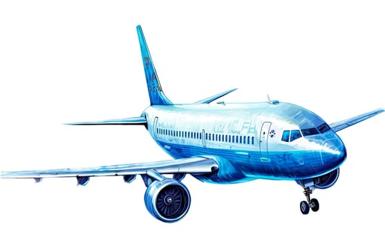 Airplane blue isolated on transparent background.