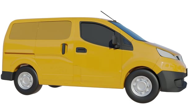 Realistic Delivery Van mockup on transparent layer for branding design and corporate identity company