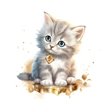 Illustration of an adorable cat on a transparent background