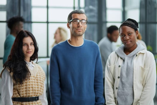 multiracial workers staff group pose together as human resource, corporate equality concept, portrait