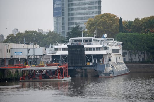 Fishing boats in the South dock of the port of the Autonomous City of Buenos Aires, Argentina in 2023.