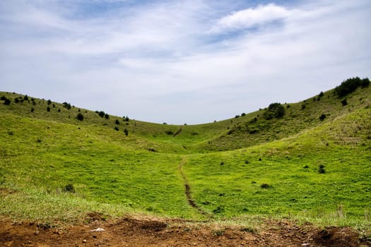 sky,tree,slope,grassland,cloud,mountain,grass,plant,terrain,aqua,blue,green,hill,horizon,landscape,nature,turquoise,water