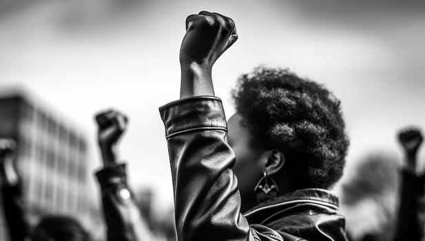 Black lives matter activist movement protesting against racism and fighting for equality Demonstrators from different cultures and race protest on street for justice and equal rights equality