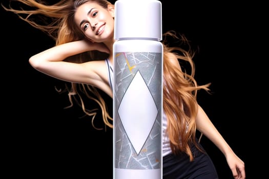 Pretty girl advertises deodorant. Generative AI. High quality illustration