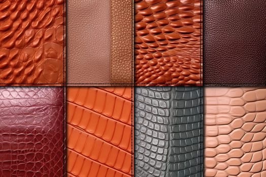 Examples of leather textures for sewing bags. Generative Artificial Intelligence. High quality illustration