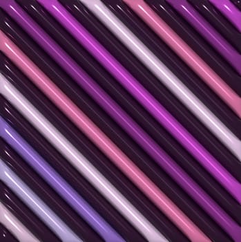 Abstract purple background with inflated stripes, 3D rendering illustration