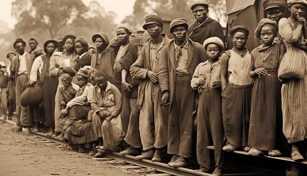 African American slaves family or group of black slaves. representing five generations all born on the plantation history concept of slavery old