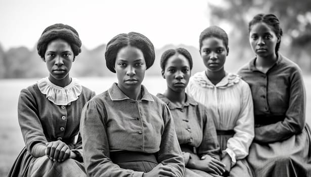 African American slaves family or group of black slaves. representing five generations all born on the plantation history concept of slavery old