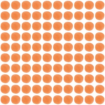 Orange circle polka dot on white background by chalk color painting