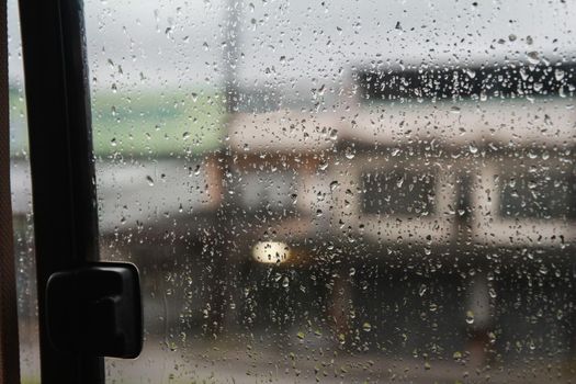 raining drop window in the car