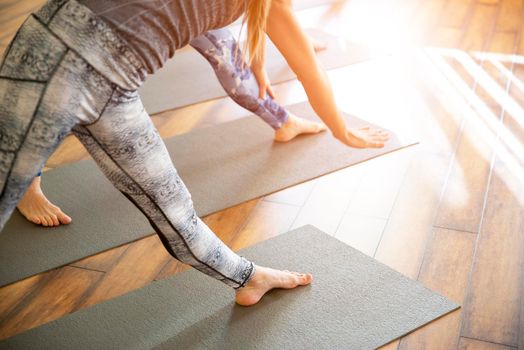 Yoga Class, Group of People Relaxing and Doing Yoga pose