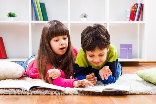 Image of children doing homework.