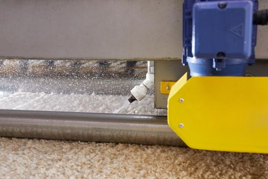 Process of working on automatic machine for dirty carpet washing and dry cleaning