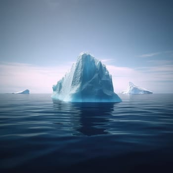 A large iceberg in the sea. Dramatic scene