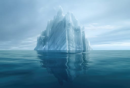 A large iceberg in the sea. Dramatic scene