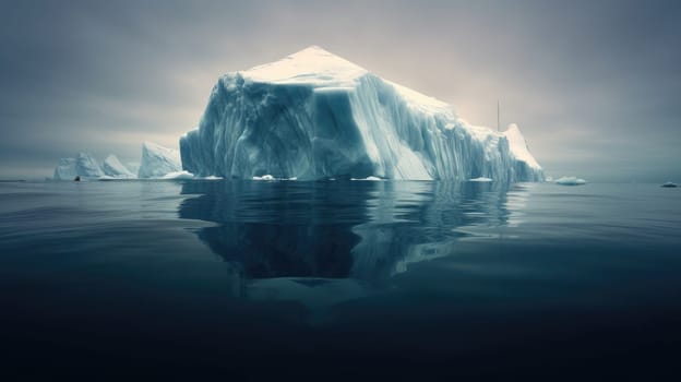 A large iceberg in the sea. Dramatic scene