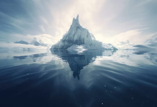 A large iceberg in the sea. Dramatic scene