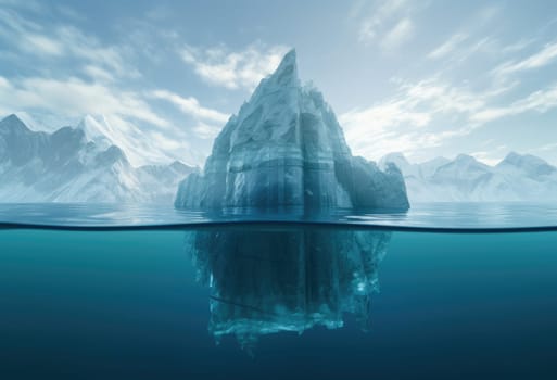 A large iceberg in the sea. Dramatic scene