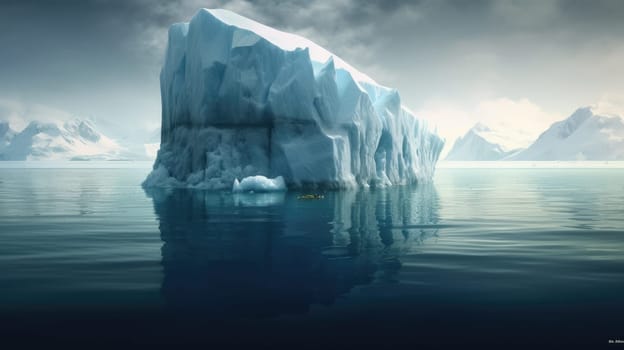 A large iceberg in the sea. Dramatic scene