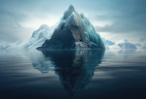 A large iceberg in the sea. Dramatic scene