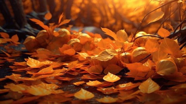 Autumn yellow leaves on the ground. Beautiful background for your design